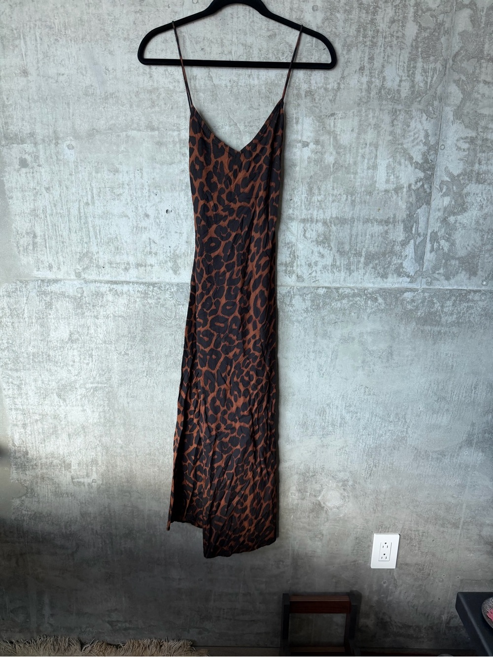 Motel Rocks Leopard Print Slip Dress in Brown and Black